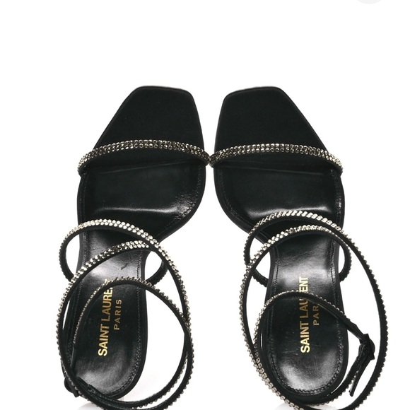 Saint Laurent Black Crystal Embellished Heels - Picture 3 of 8